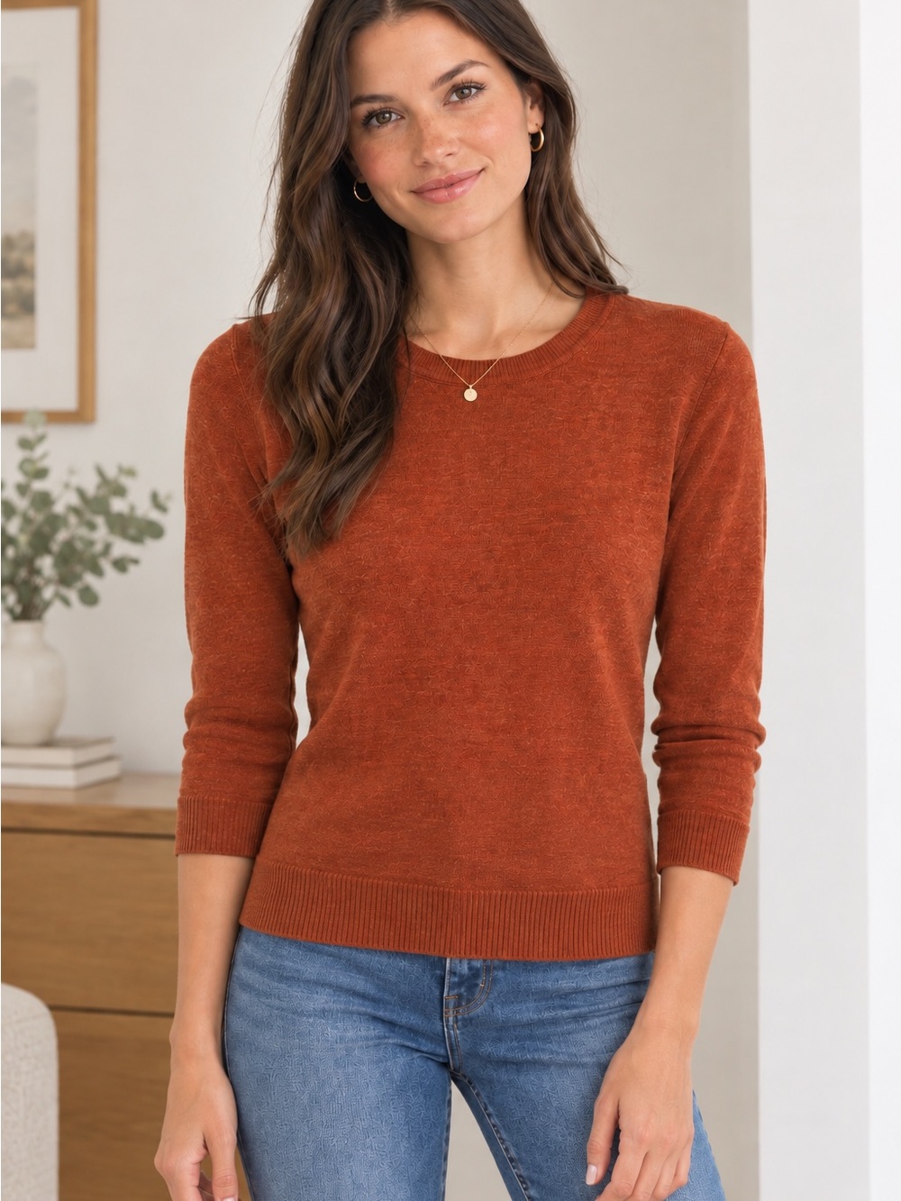 J. Crew Women's Crewneck Sweater in Burnt Orange